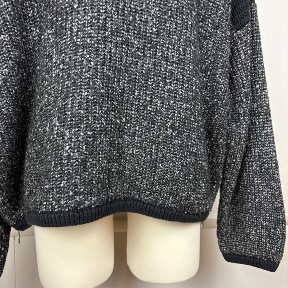 Varley Darwell Colorblock Sweater Size L Black Chunky Knit Zippers Sporty Rocker - Picture 10 of 16